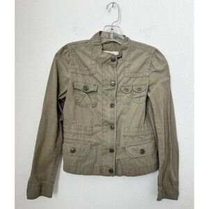 Loft Women's Army Green Button Down Utility Cargo Jacket Military Inspired XS